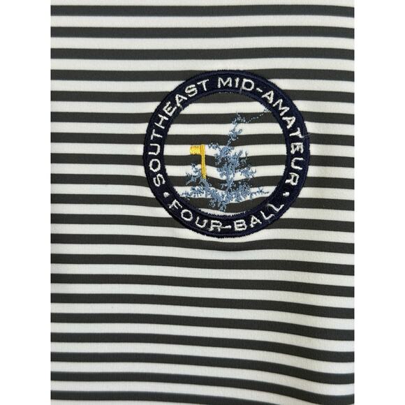 Peter Millar Mens Polo Shirt SE Mid-Amateur Four-Ball Golf Med Blue Stripe NWT - Picture 6 of 8